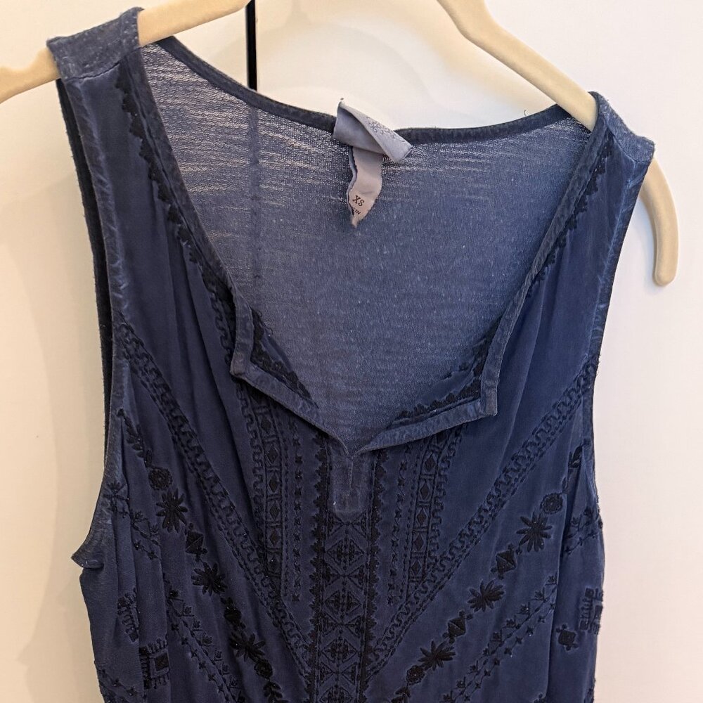 Knox Rose Navy Blue Aztec/Inca/Boho Sleeveless Tunic Women's Top XS